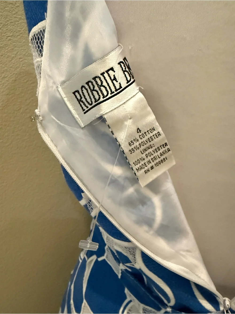 New - Robbie Bee blue and white open weave dress